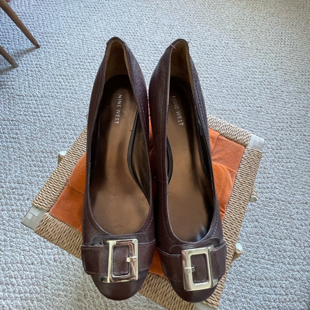 Nine West Leather Brown Wedges size 10